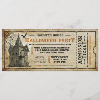 Vintage Haunted House Halloween Party Ticket I Invitation