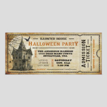 Vintage Haunted House Halloween Party Ticket I Invitation