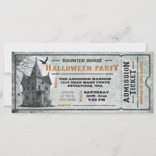 Vintage Haunted House Halloween Party Ticket II Invitation