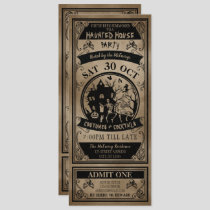 Vintage Haunted House Halloween Party Ticket Invitation