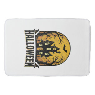Vintage Haunted House Halloween Shirt Design_1 Bath Mat