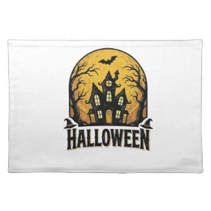 Vintage Haunted House Halloween Shirt Design_1 Cloth Placemat