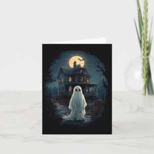 Vintage Haunted House Midnight Spooky Ghost Scary Card