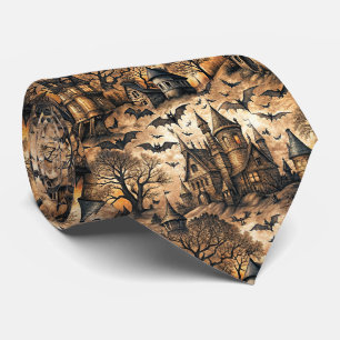 Vintage Haunted House Neck Tie
