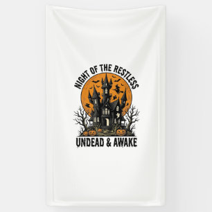 Vintage Haunted House Restless Dead Halloween Art_ Banner