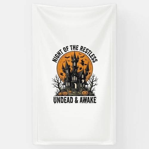 Vintage Haunted House Restless Dead Halloween Art_ Banner