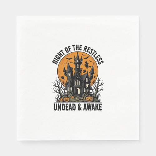 Vintage Haunted House Restless Dead Halloween Art_ Napkins