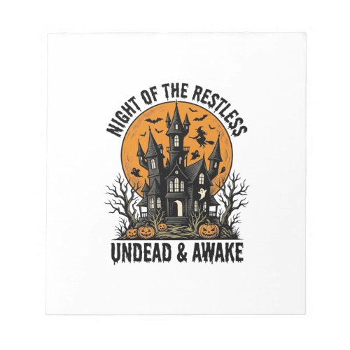 Vintage Haunted House Restless Dead Halloween Art_ Notepad