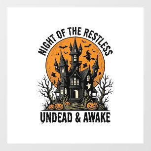 Vintage Haunted House Restless Dead Halloween Art_ Window Cling