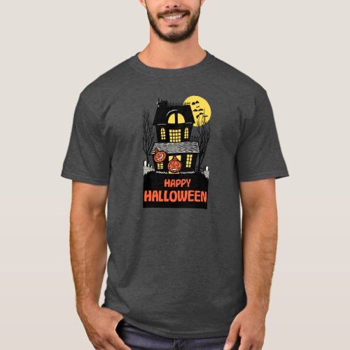 Vintage Haunted House Trick or Treat Halloween T_Shirt