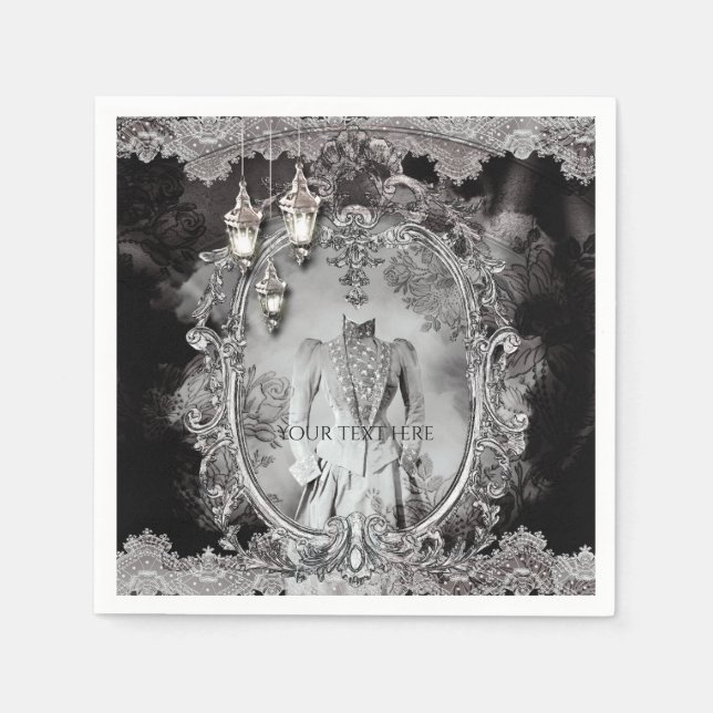 Vintage Haunted Lady Halloween Costume Party Paper Napkins (Front)