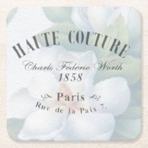 Vintage Haute Couture Fashion Design Square Paper Coaster