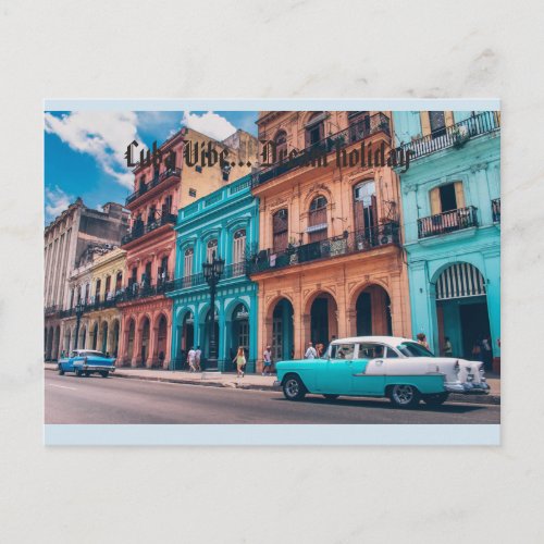 Vintage Havana Cuba Colourful  Cuba vibe Postcard