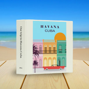 Vintage Havana Cuba Travel Poster Scrapbook 3 Ring Binder