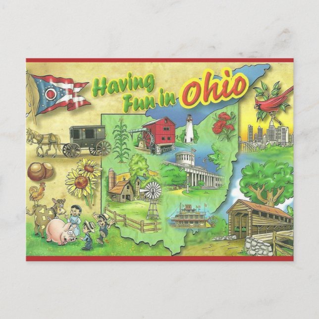 Vintage Having Fun in Ohio Postcard (Front)