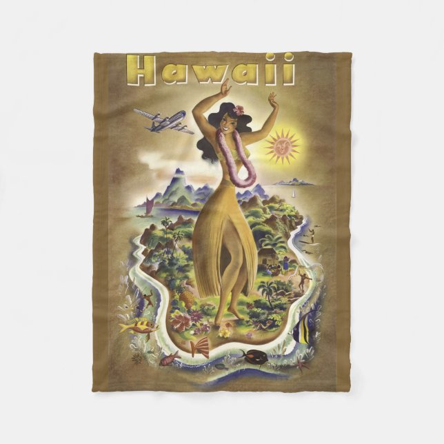 Vintage Hawaii 2 Fleece Blanket (Front)