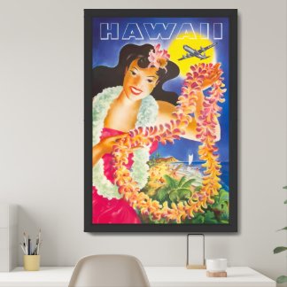 Vintage Hawaii Airline Travel Wall Poster