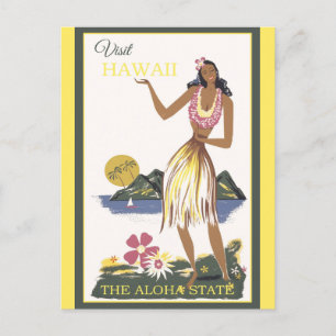 Vintage Hawaii Aloha Hula Dancer Travel Postcard