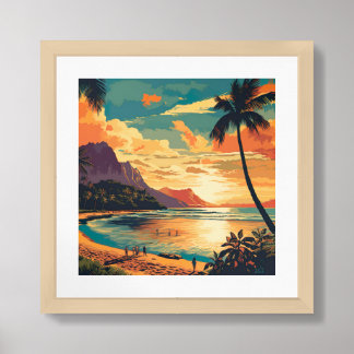 Vintage Hawaii Beach Framed Art