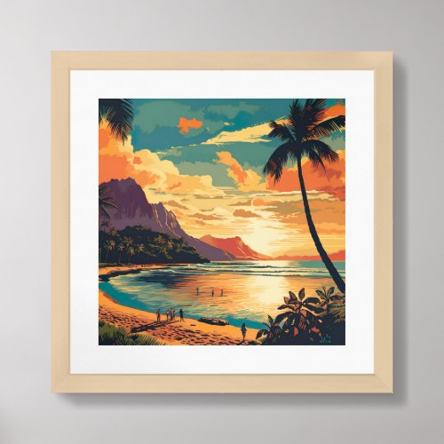 Vintage Hawaii Beach Framed Art