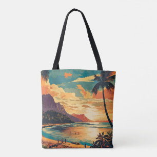 Vintage Hawaii Beach Tote Bag