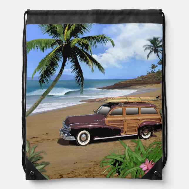 Vintage Hawaii Drawstring Bag (Front)