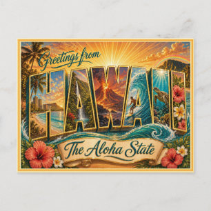 Vintage Hawaii Greeting From Postcard