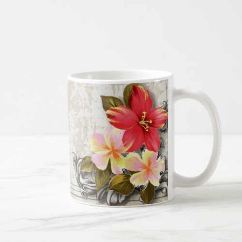 vintage hawaii hibiscus floral tropical wedding coffee mug