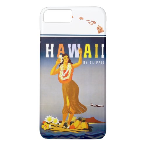 Vintage Hawaii Hula Art Hawaiian Islands Map iPhone 8 Plus7 Plus Case