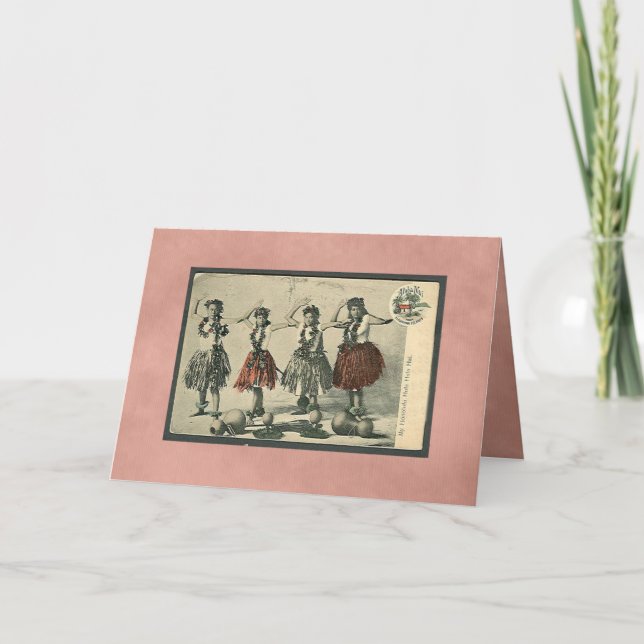 Vintage Hawaii Hula Dancers Card-All Occasion Card (Front)