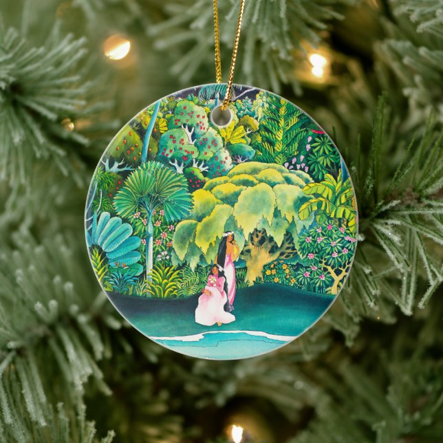 Vintage Hawaii Hula Travel Ceramic Ornament (Tree)