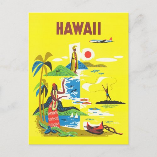 Vintage Hawaii Island Retro Travel Postcard