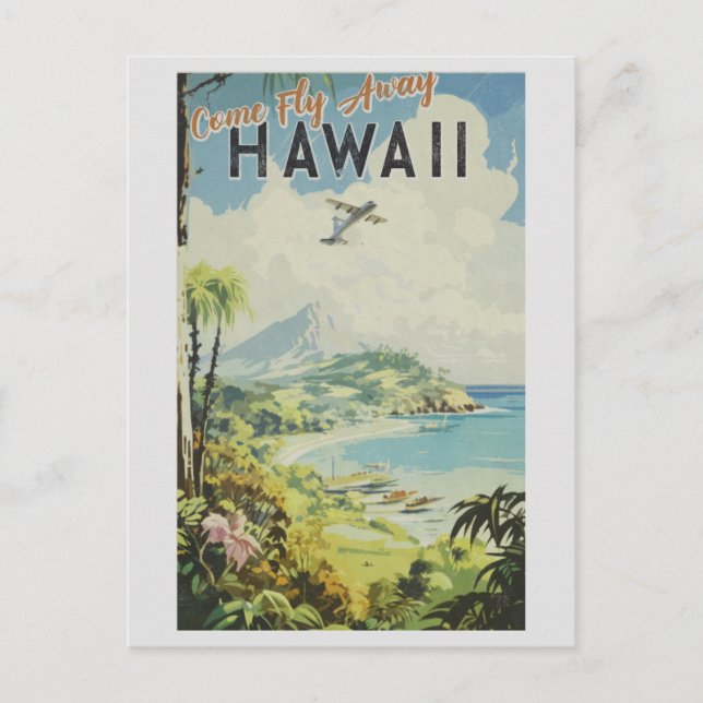 Vintage Hawaii Island Retro Travel Postcard (Front)