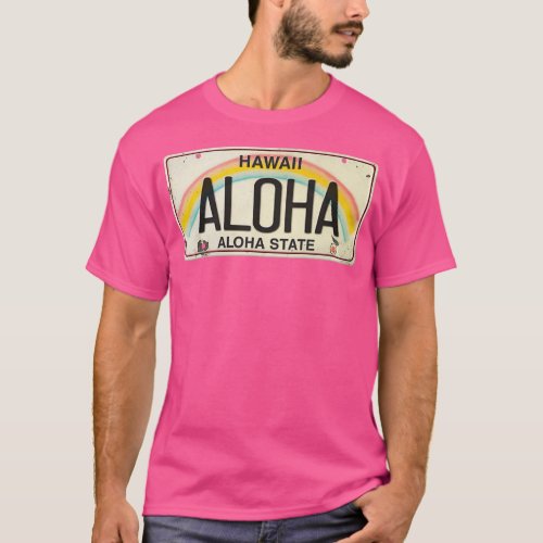 Vintage Hawaii License Plate Aloha T_Shirt