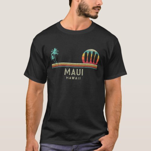 Vintage Hawaii Maui Beach Palm Trees Tropical _ Su T_Shirt