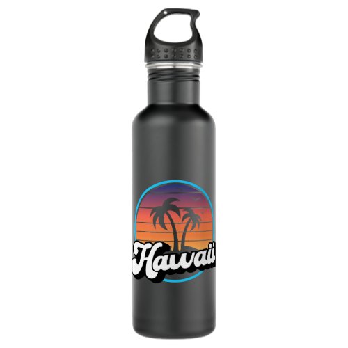 Vintage Hawaii Palm Tree Retro Hawaiian Surf mens  Stainless Steel Water Bottle