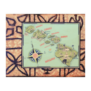 Vintage Hawaii Pillow Wood Wall Art