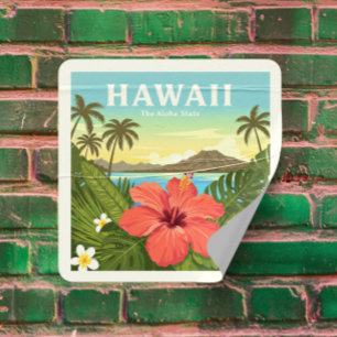 Vintage Hawaii Square Sticker