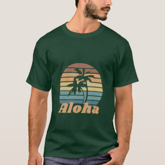Vintage Hawaii Sunset Aloha BEACH LOVE Sunset Chas T-Shirt