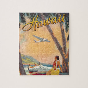 Vintage Hawaii Travel Art Ilustration Jigsaw Puzzle