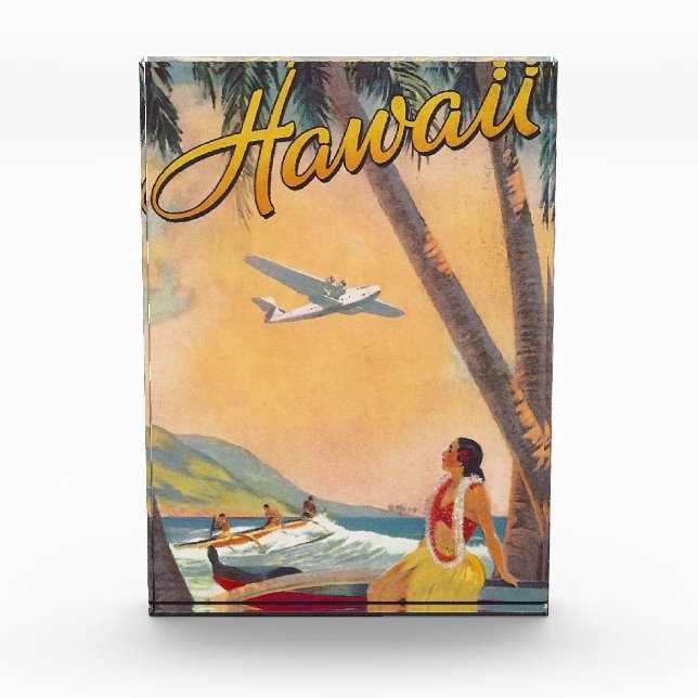 Vintage Hawaii Travel Artwork Photo Block (Front)