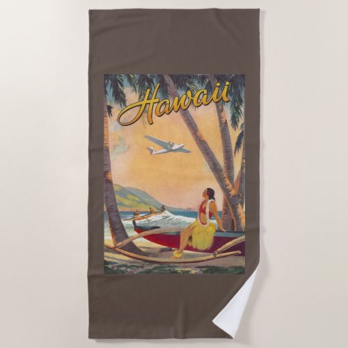 Vintage Hawaii Travel Beach Towel