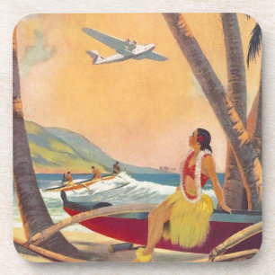 Vintage Hawaii Travel Beverage Coaster