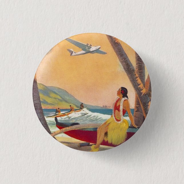 Vintage Hawaii Travel Button (Front)