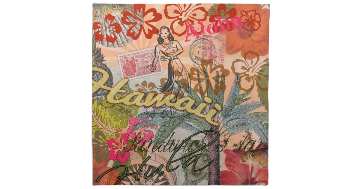 Vintage Hawaii Travel Colorful Hawaiian Tropical Cloth Napkin Zazzle