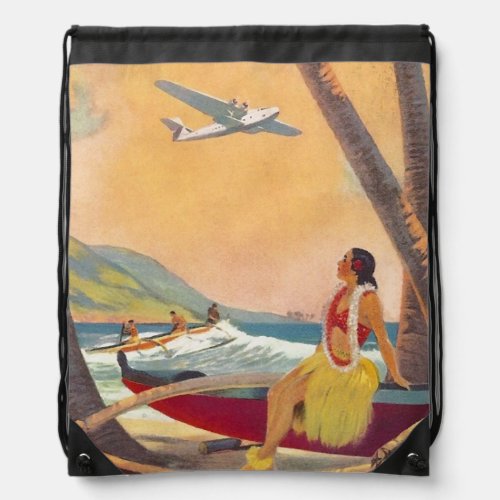 Vintage Hawaii Travel Drawstring Bag