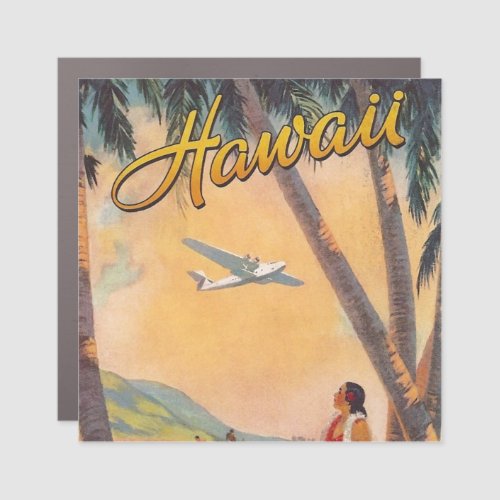 Vintage Hawaii Travel Illustration Art Car Magnet