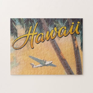 Vintage Hawaii Travel Illustration Art Jigsaw Puzzle