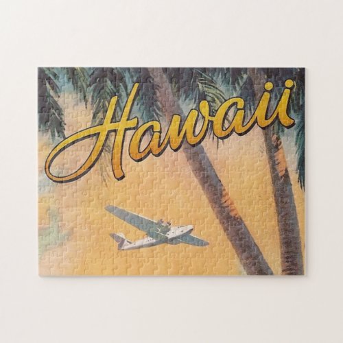 Vintage Hawaii Travel Illustration Art Jigsaw Puzzle