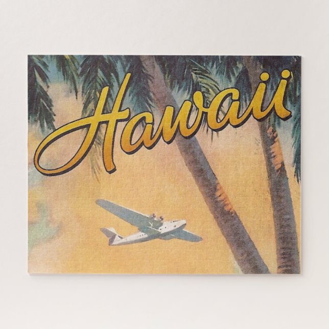 Vintage Hawaii Travel Illustration Art Jigsaw Puzzle (Horizontal)